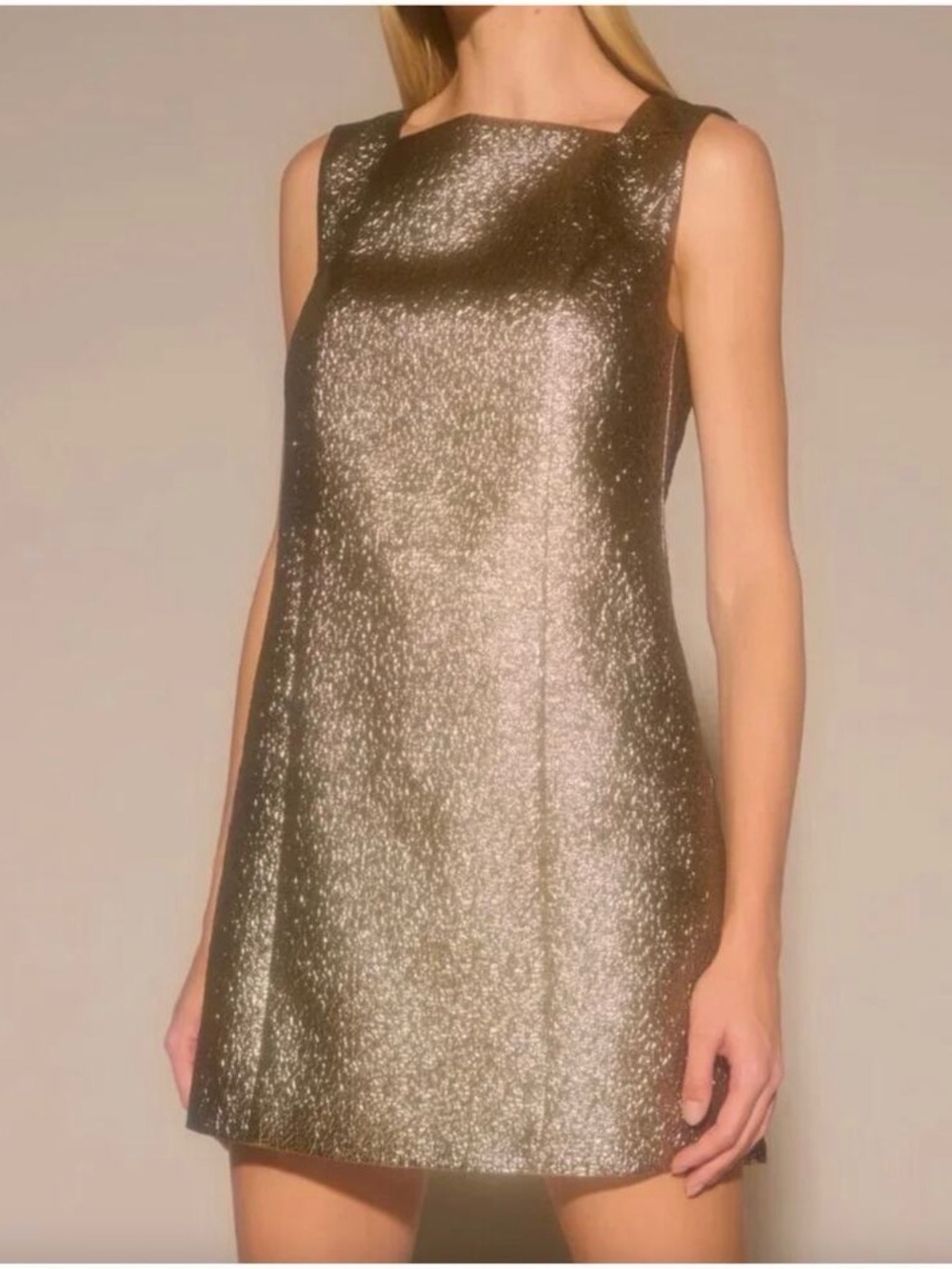 Abercrombie & Fitch Metallic Gold Textured Sleeveless Dress